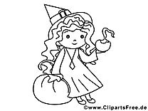 Petite sorcière images gratuites – Halloween à colorier