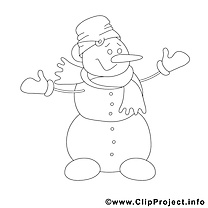 Bonhomme de neige image gratuite – Hiver à colorier