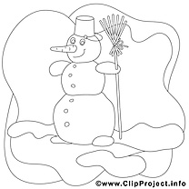 Coloriage bonhomme de neige illustration à télécharger