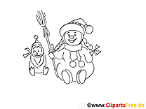 Hiver clip art gratuit – Hiver à colorier