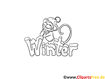 Singe image – Hiver images à colorier