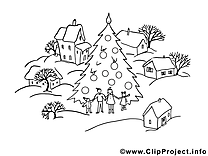 Village image – Hiver images à colorier