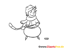 Bonhomme de neige dessin gratuit – Hockey à colorier