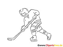 Sport d'hiver clip art gratuit – Hockey à colorier