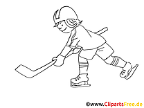 Sport d'hiver image gratuite – Hockey à colorier