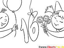 16 ans clipart gratuit – Invitations à colorier