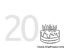 20 ans clip art – Invitations image à colorier