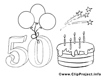 50 ans illustration – Coloriage invitations cliparts