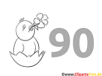 90 ans image – Coloriage invitations illustration