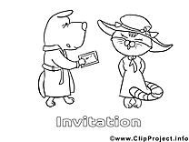 Chien image – Coloriage invitations illustration