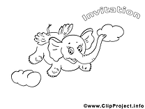 Éléphant dessin gratuit – Invitations à colorier