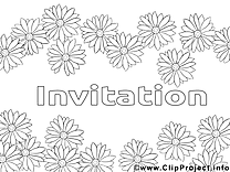 Fleurs clip art – Invitations image à colorier