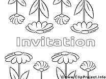 Fleurs illustration – Coloriage invitations cliparts