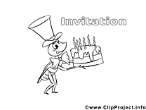 Gâteau dessin à télécharger – Invitations à colorier