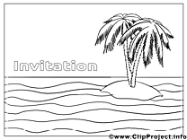 Île clip art – Invitations image à colorier