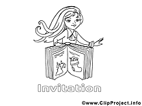 Livre femme image – Coloriage invitations illustration