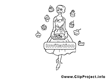 Pâtesserie illustration – Coloriage invitations cliparts