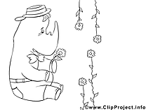 Rhynocéros clip art gratuit – Invitations à colorier