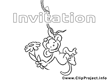 Singe illustration – Coloriage invitations cliparts