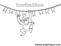 Singe image gratuite – Invitations à colorier