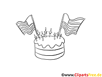 Gâteau illustration – Coloriage jour de l’Indépendance cliparts