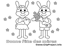 Lapins dessin gratuit – Journée des femmes à colorier