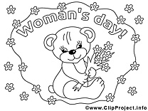 Ours dessin – Coloriage journée des femmes à télécharger