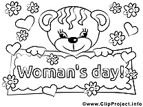 Ours image gratuite – Journée des femmes à colorier