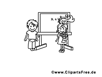 Classe clipart gratuit – École à colorier