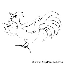 Coq clipart gratuit – Peinture à numéros à colorier