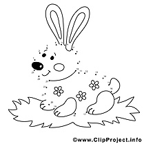 Lapin clipart – Peinture à numéros dessins à colorier