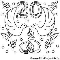 20 ans illustration – Mariage à colorier