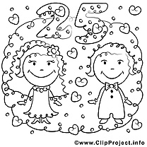 25 ans clip art – Mariage image à colorier