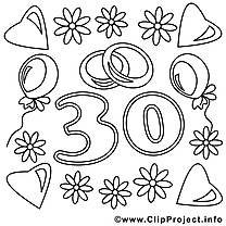 30 ans clipart gratuit – Mariage à colorier