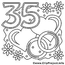 35 ans dessins gratuits – Mariage à colorier