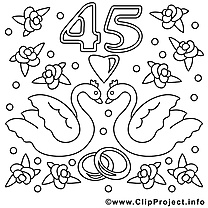 45 ans illustration – Mariage à colorier