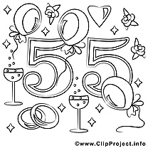 55 ans clip art – Mariage image à colorier