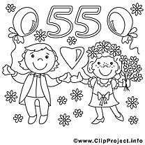 55 ans dessin – Coloriage mariage à télécharger