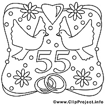 55 ans dessin gratuit – Mariage à colorier