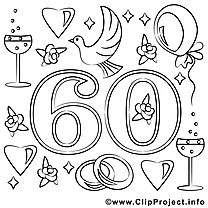 60 ans images gratuites – Mariage à colorier