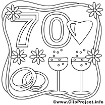 70 ans clipart gratuit – Mariage à colorier