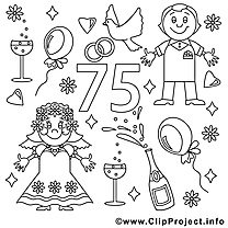 75 ans dessin – Coloriage mariage à télécharger