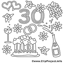 Ans clipart – Mariage dessins à colorier