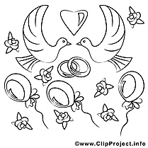Colombes dessin – Coloriage mariage à télécharger