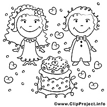 Coloriage gâteau mariage image à télécharger