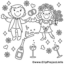 Coloriage mariage illustration à télécharger