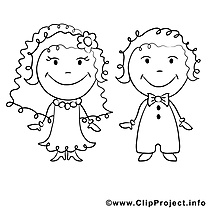 Coloriage noces mariage illustration à télécharger