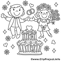 Coloriage noces mariage image à télécharger