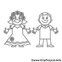 Couple dessin – Coloriage mariage à télécharger