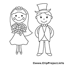 Couple dessin gratuit – Mariage à colorier